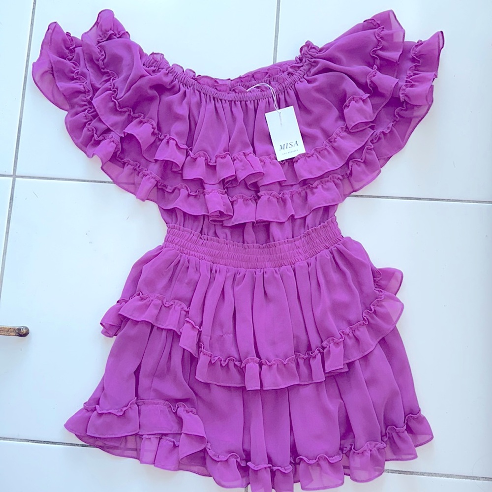 Adorable magenta ruffled dress
